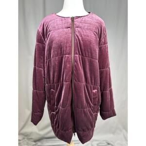 Womens Who What Wear Quilted Velour Puffer Jacket Sz Med Cozy Oversized Street